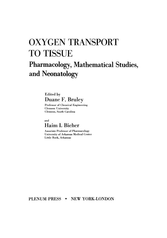 Oxygen Transport to Tissue XIX